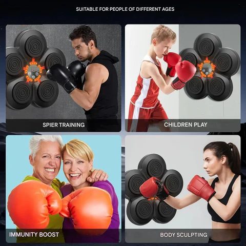 Interactive Smart Boxing Machine - PunchTech-Black Parent-Child Set - 1 pair of gloves for kids/1 pair for adults-State of Style