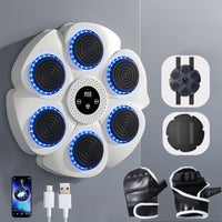 Interactive Smart Boxing Machine - PunchTech-White + Half Finger Boxing Gloves-State of Style