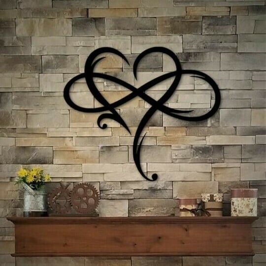 Iron Wall Art with Infinity Heart - InfiniteHeart-20cm x 25cm-Black-State of Style