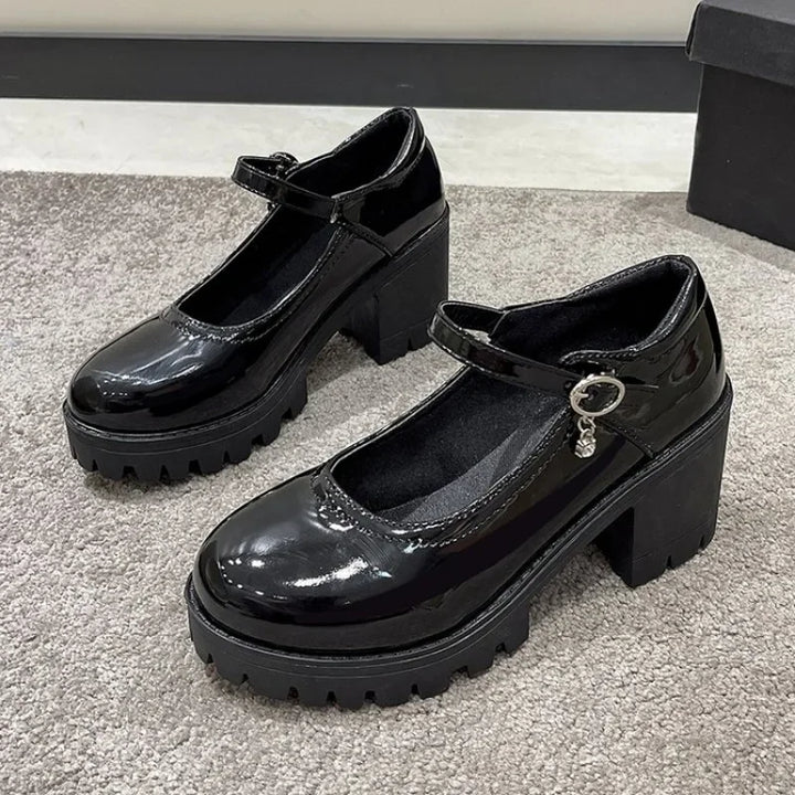 Isa - Orthopedische Zwarte Chunky Mary Janes-Zwart1-35-State of Style