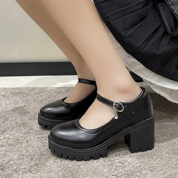 Isa - Orthopedische Zwarte Chunky Mary Janes-Zwart1-35-State of Style