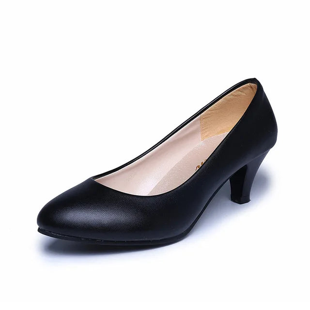Isabella - Orthopedische Beige Pumps-Zwart mat leer-35-State of Style