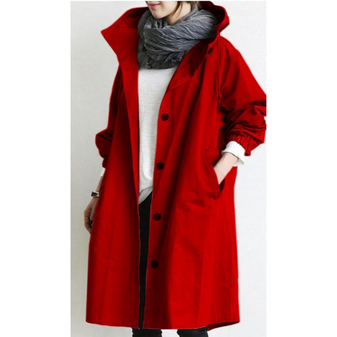 Isabelle Long Women's Trenchcoat with Hood-Red-S-State of Style