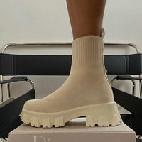 IsabelleBoots | Women's Trendy Sock Boots-Beige-5.0-State of Style