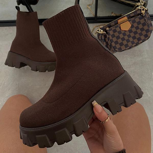 IsabelleBoots | Women's Trendy Sock Boots-Dark Brown-5.0-State of Style