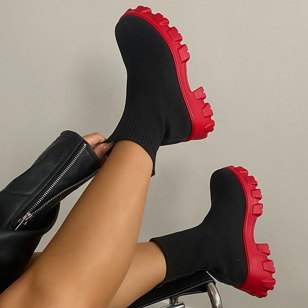IsabelleBoots | Women's Trendy Sock Boots-Red-5.0-State of Style