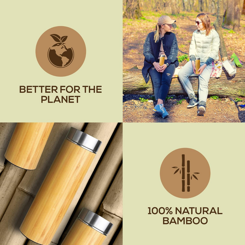 Isolated Premium Bamboo Loose Leaf Tea Infuser Bottle - 500ml-State of Style