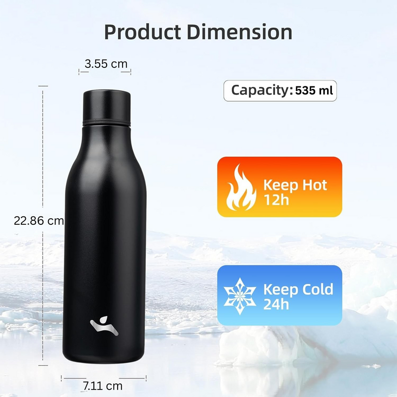 Isolated stainless steel water bottle with strap-Olive green-500 ml-State of Style