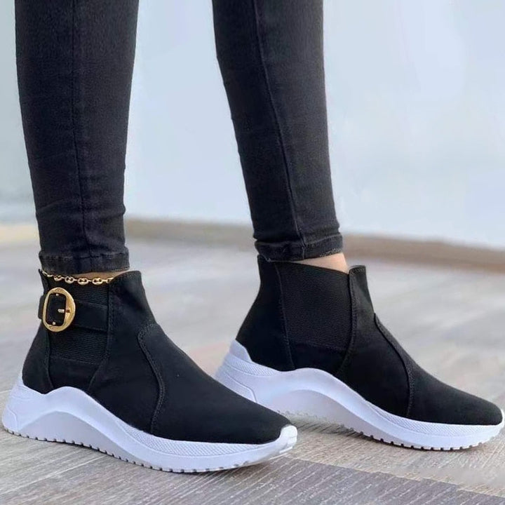 JacoliensSneaks | Women's Sporty High-Top Shoes-Black-4.5-State of Style