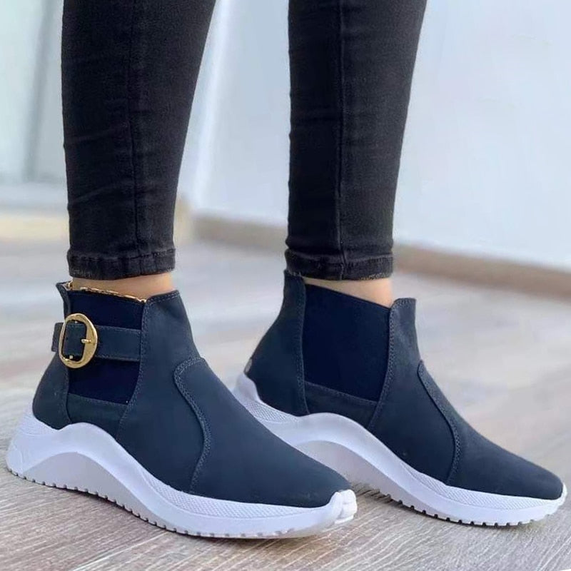 JacoliensSneaks | Women's Sporty High-Top Shoes-Navy Blue-4.5-State of Style