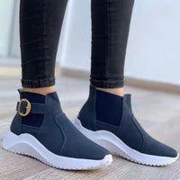 JacoliensSneaks | Women's Sporty High-Top Shoes-Navy Blue-4.5-State of Style