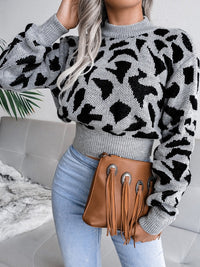 JaguarSweater | Women's Jaguar Print Sweater-Grey-S-State of Style