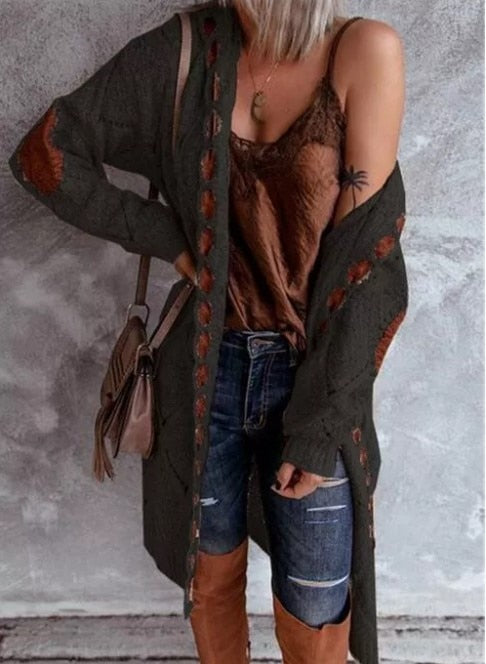 JakesVest | Women's Long Hooded Cardigan-Black-S-State of Style