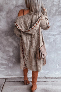 JakesVest | Women's Long Hooded Cardigan-Brown-S-State of Style