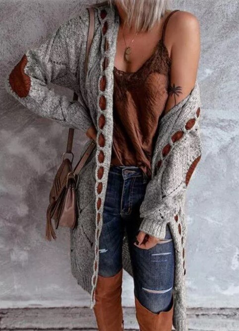JakesVest | Women's Long Hooded Cardigan-Grey-S-State of Style