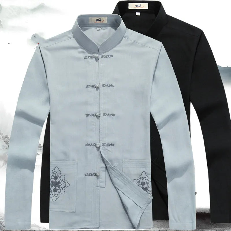 Japanese Style Men's Clothing Set - Hiroshi Tang Set-Beige-S-State of Style