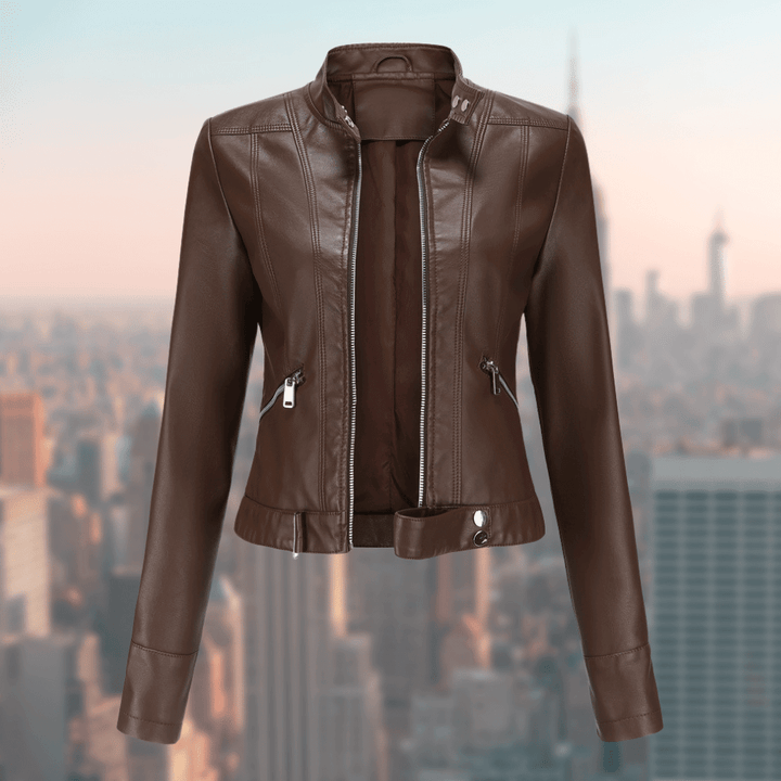 Jaqueline Women's Leather Jacket | Stylish and Durable-Dark Brown-S-State of Style