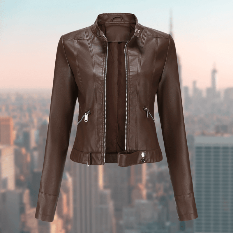 Jaqueline Women's Leather Jacket | Stylish and Durable-Dark Brown-S-State of Style