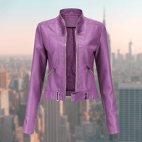 Jaqueline Women's Leather Jacket | Stylish and Durable-Purple-S-State of Style