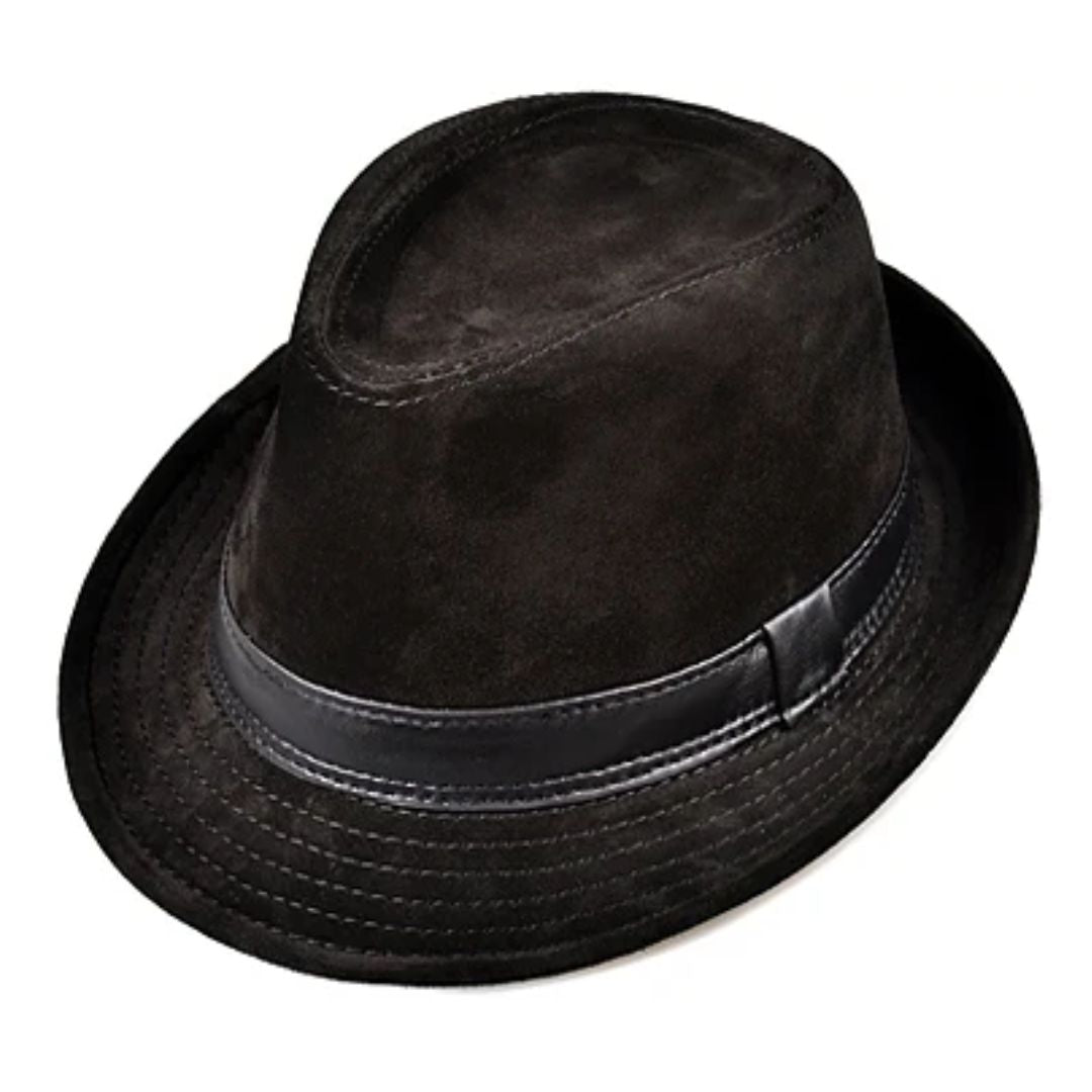 Jeremiah Traditional Hat – Genuine Leather Wide Brim Fedora-Black-55-56-State of Style