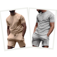 Jethro - Simple Casual T-Shirt and Shorts Set | Premium Summer Collection-Khaki-S-State of Style