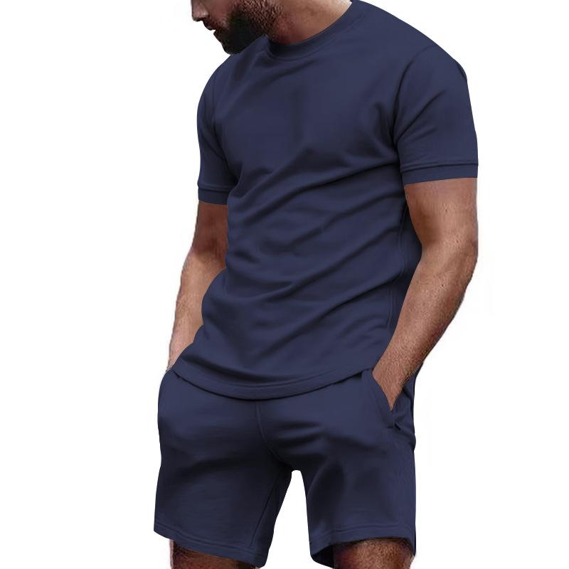 Jethro - Simple Casual T-Shirt and Shorts Set | Premium Summer Collection-Navy Blue-S-State of Style