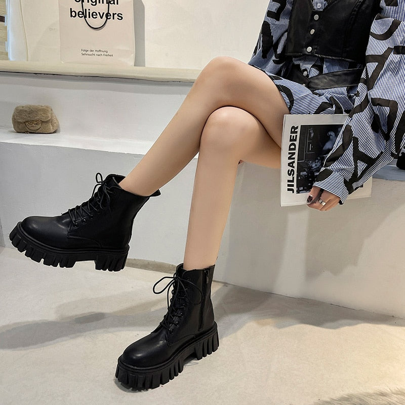 JetsBoots | Women's Leather Ankle Boots-White-4.5-State of Style
