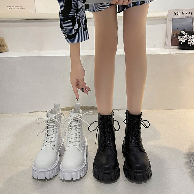 JetsBoots | Women's Leather Ankle Boots-White-4.5-State of Style