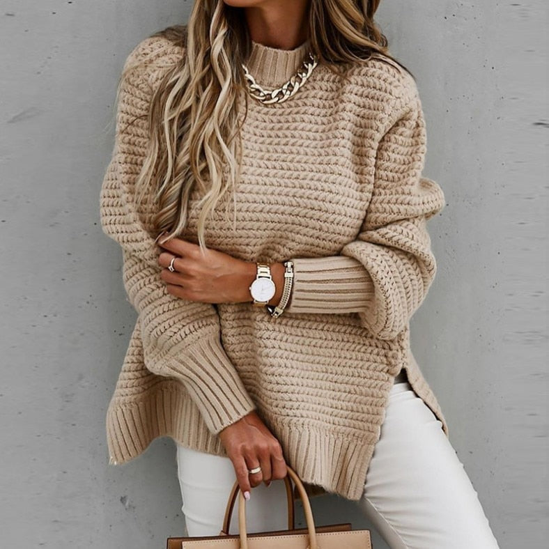 JoannasShirt | Women's Knitted Sweater-Khaki-S-State of Style