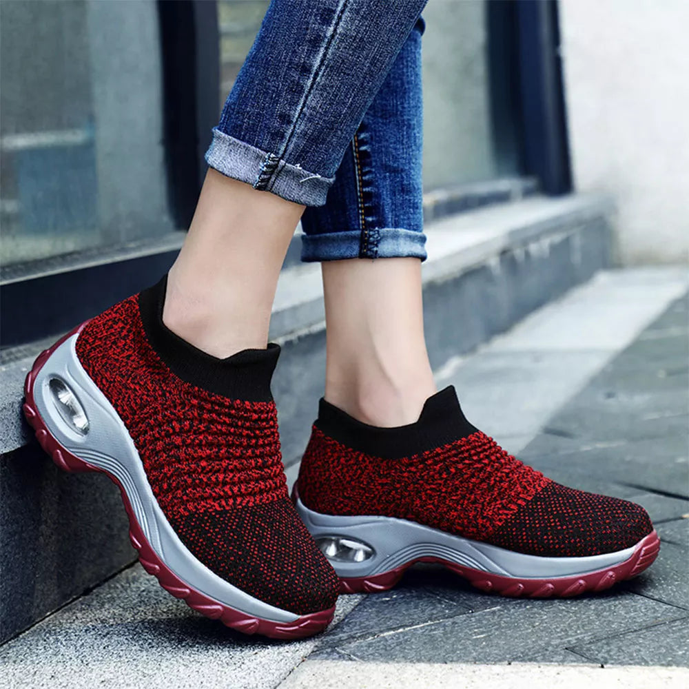 JoliensSneaks | Women's Orthopedic Shoes | Air Cushion Sole Support-Red-4.5-State of Style