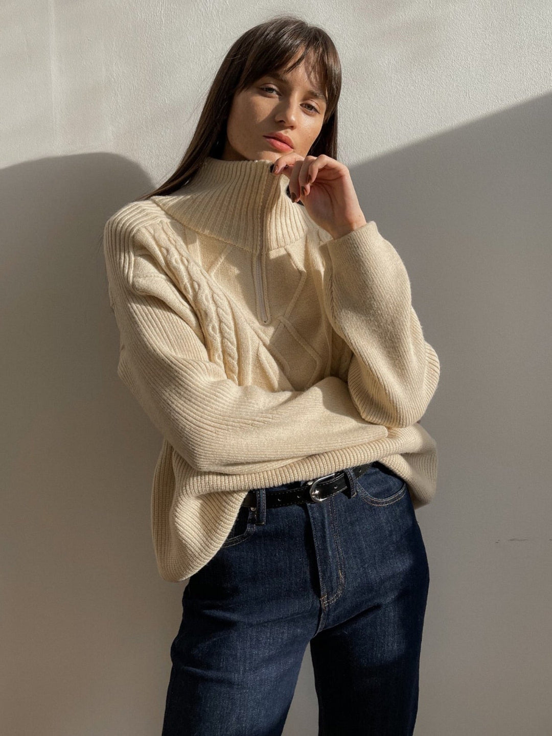 JoliensSweater | Women's Sweater | Soft & Stylish Knitwear-Beige-One size fits all-State of Style