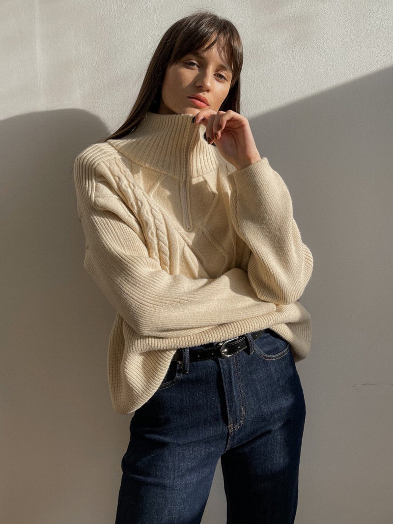 JoliensSweater | Women's Sweater | Soft & Stylish Knitwear-Beige-One size fits all-State of Style