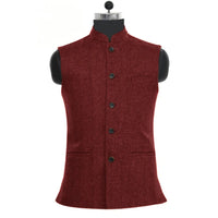 Joseph Traditional Vest – Wool Tweed Waistcoat with Stand-Up Collar-Green-XS-State of Style