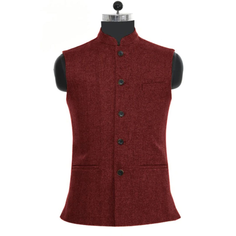 Joseph Traditional Vest – Wool Tweed Waistcoat with Stand-Up Collar-Green-XS-State of Style