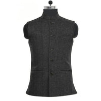 Joseph Traditional Vest – Wool Tweed Waistcoat with Stand-Up Collar-Green-XS-State of Style
