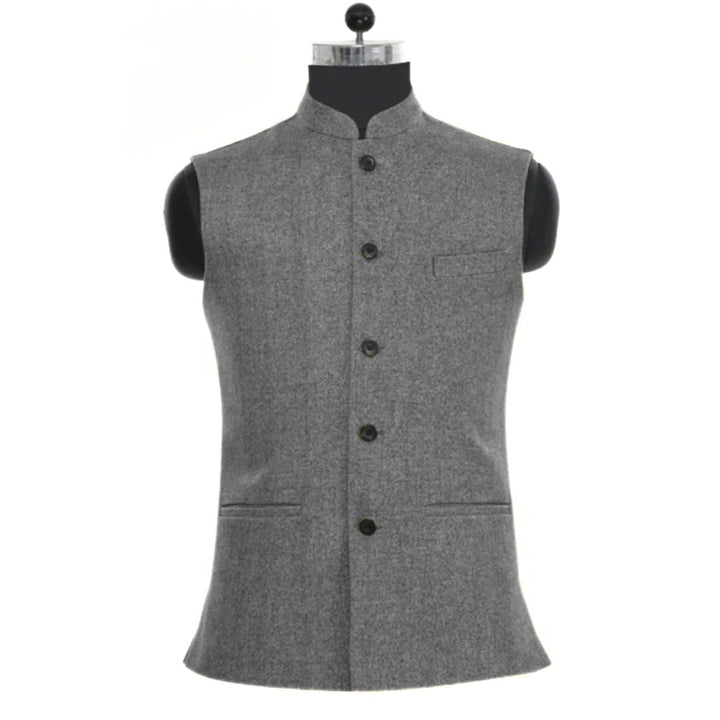 Joseph Traditional Vest – Wool Tweed Waistcoat with Stand-Up Collar-Green-XS-State of Style