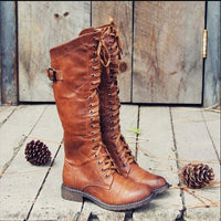 Knee-high Leather Ladies' Boots with Laces and Orthopaedic Comfort – Soraya