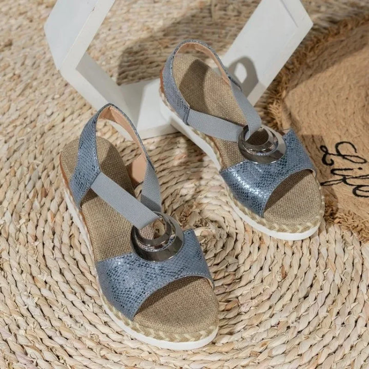 Julia - Orthopedische Gouden Sleehak Sandalen-Lichtgroen-36-State of Style