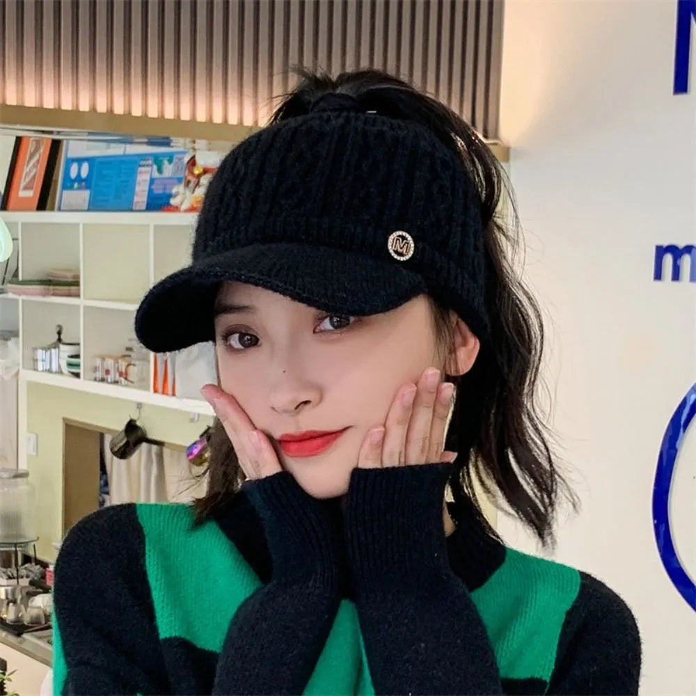 Julie Knitted Baseball Cap | Casual & Trendy-Black-State of Style