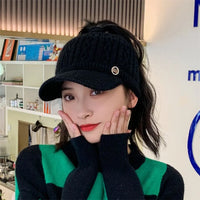 Julie Knitted Baseball Cap | Casual & Trendy-Black-State of Style