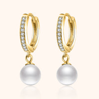 Juliette Pearl and Zirconia Earrings-18K Gold-Plated-State of Style