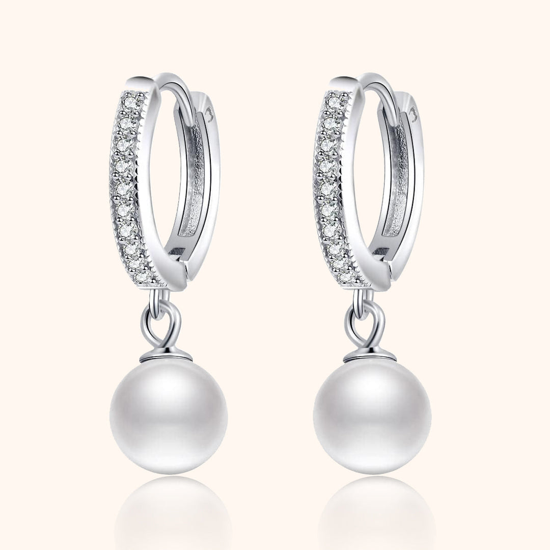 Juliette Pearl and Zirconia Earrings-Silver-State of Style
