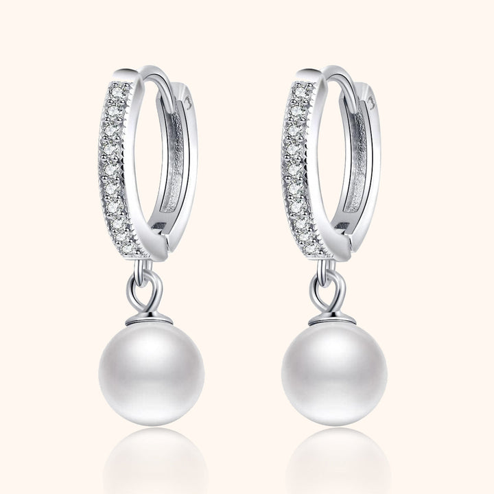 Juliette Pearl and Zirconia Earrings-Silver-State of Style