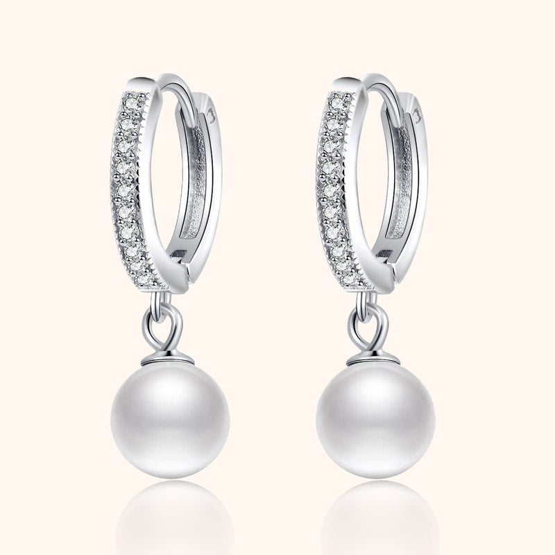Juliette Pearl and Zirconia Earrings-Silver-State of Style
