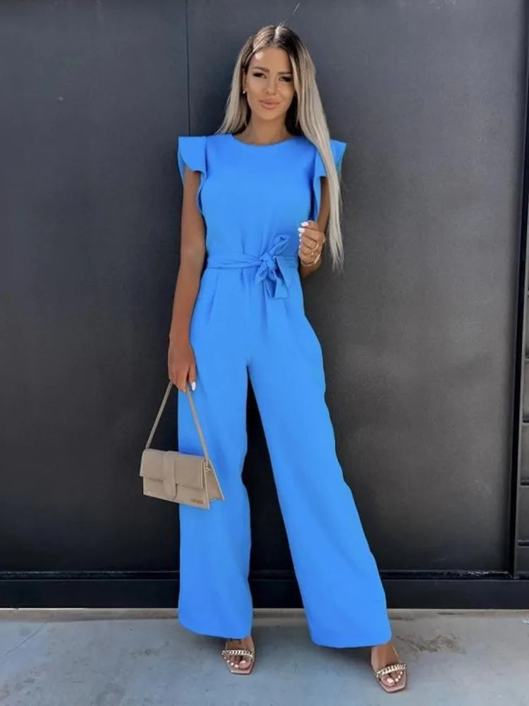 Jumpsuit with Ruffles - Evora-Beige-S-State of Style