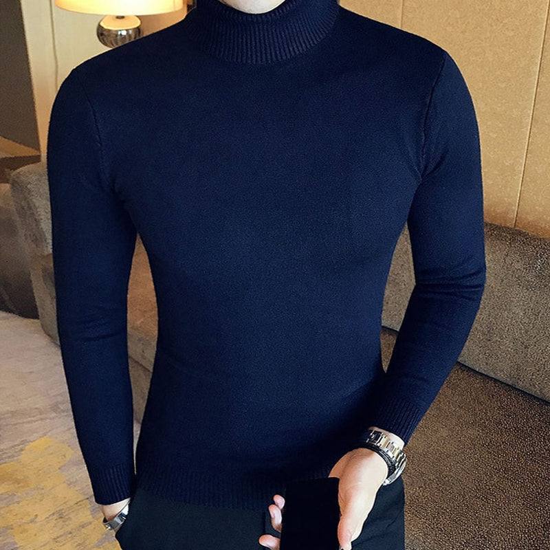 JusticesShirt | Wool Turtleneck Sweater for Men | Warm & Stylish Knit-Midnight Blue-XS-State of Style