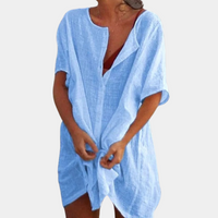 Kate - Comfortable Shirt Dress for Women-Blue-S-State of Style