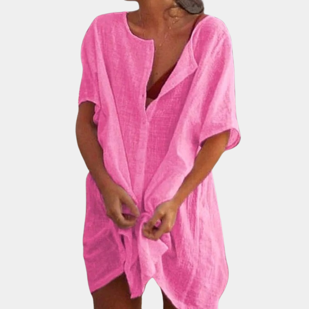 Kate - Comfortable Shirt Dress for Women-Pink-S-State of Style