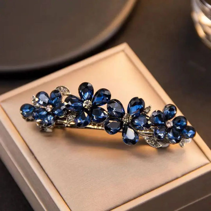 Katherina Traditional Hair Accessory – Vintage Rhinestone Floral Clip-Blue-State of Style