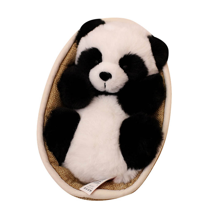 Plush panda with removable basket – softly stuffed and decorative – 20 cm